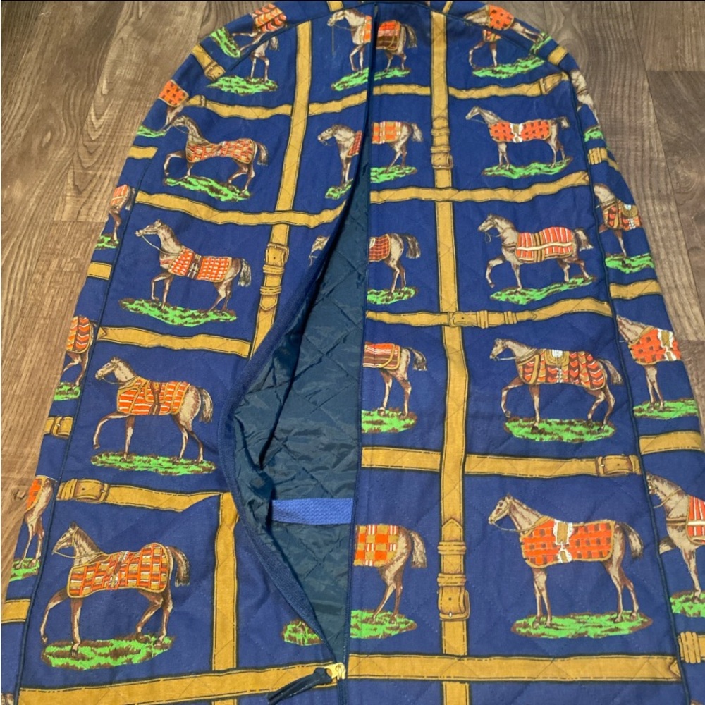 33D- GARMENT equestrian print garment bag, lined made in USA